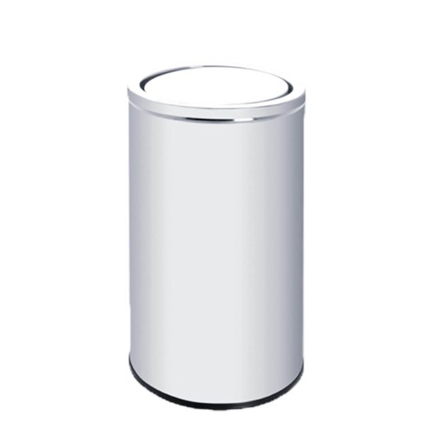 BOTE DE BASURA CILÍNDRICO INOXIDABLE TAPA BASCULANTE 25 LTS