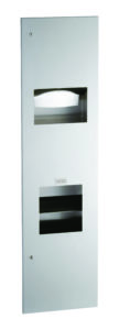 B-38033  Dispensador de toallas de papel empotrado/secador de manos automático/contenedor de residuos, acabado satinado