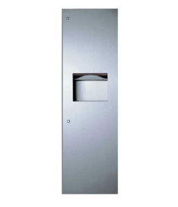 B-39003        Dispensador de toallas de papel empotrado y receptáculo para desechos, acabado satinado, capacidad de 12 galones