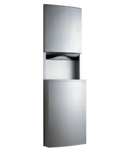 B-43944  Dispensador de toallas de papel empotrado y receptáculo para desechos, acabado satinado, capacidad para desechos de 15 galones